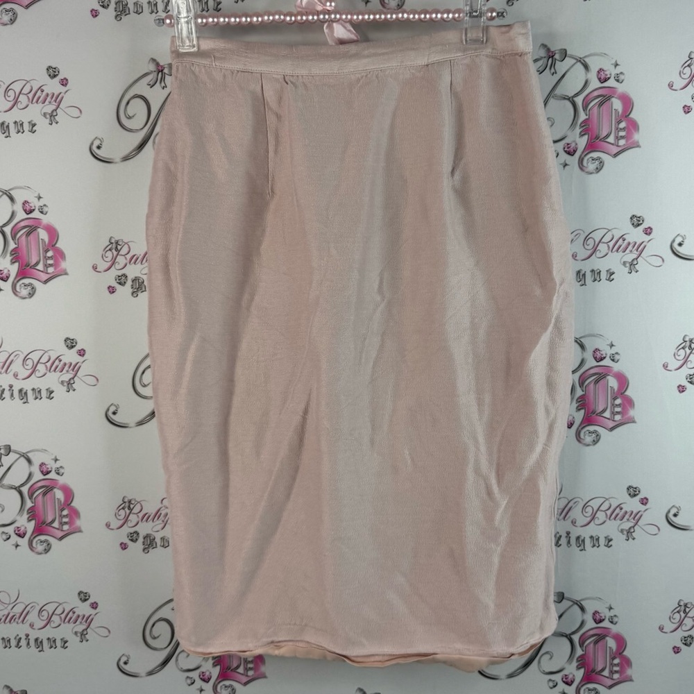 Scott McClintock skirt pink vintage beige shiny Blush Pencil Skirt